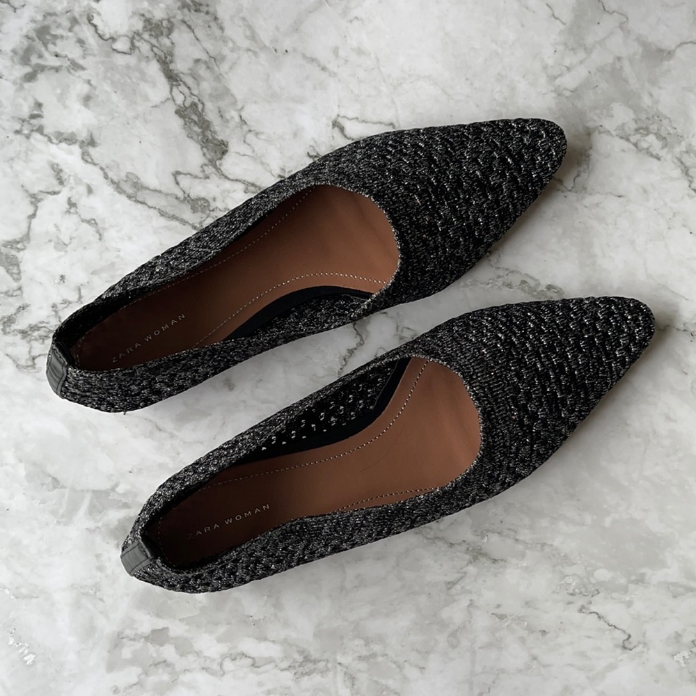 ZARA | Metallic knit pointed flats - Picture 2 of 12